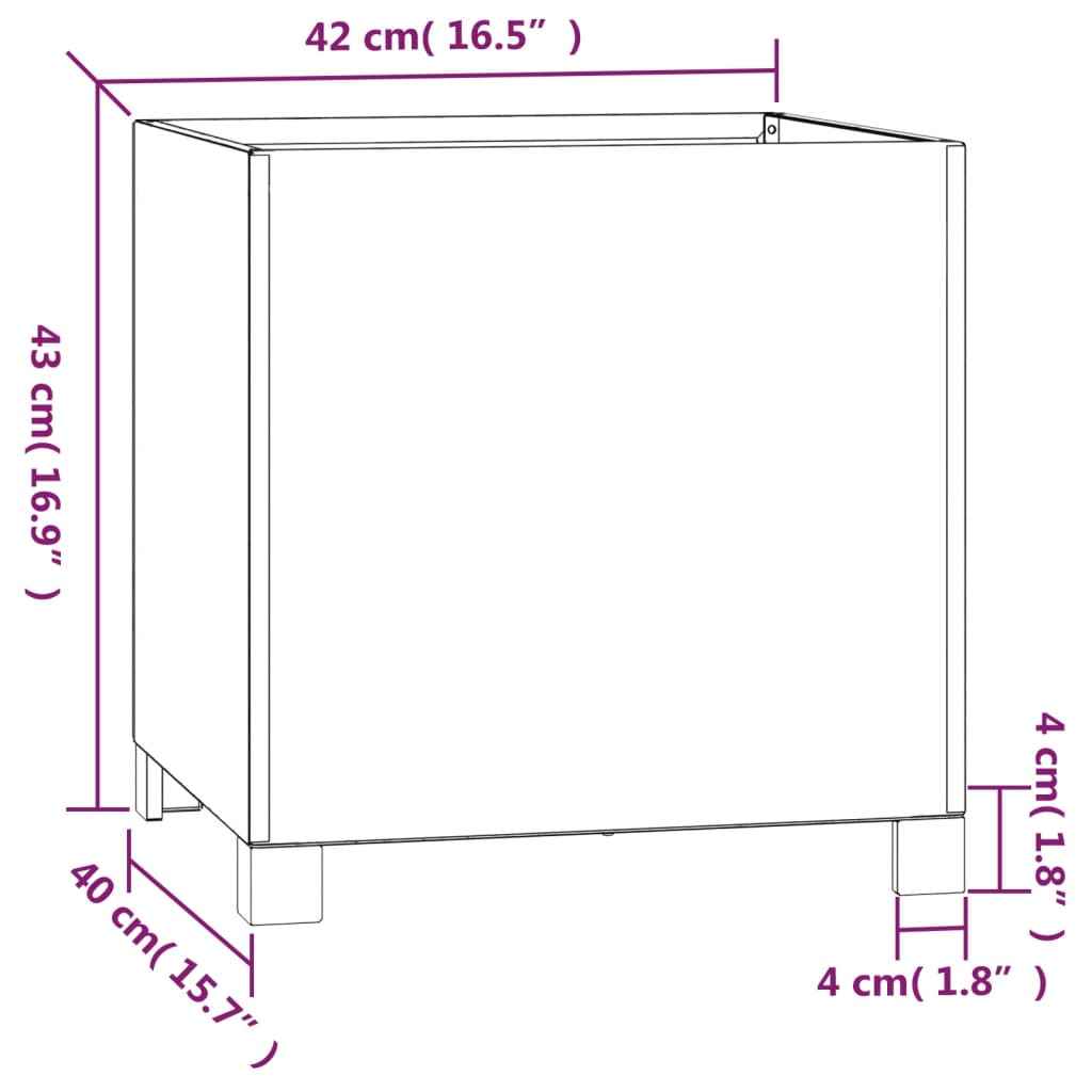 Fioriere con Gambe 2pz Ruggine 42x40x43 cm Acciaio Corten 823681