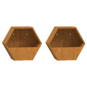 Fioriere da Parete 2 pz Ruggine in Acciaio Corten 30x10x25 cmcod mxl 106534