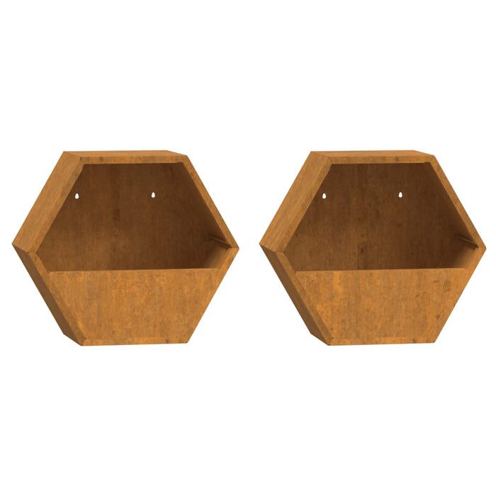 Fioriere da Parete 2 pz Ruggine in Acciaio Corten 30x10x25 cmcod mxl 106534