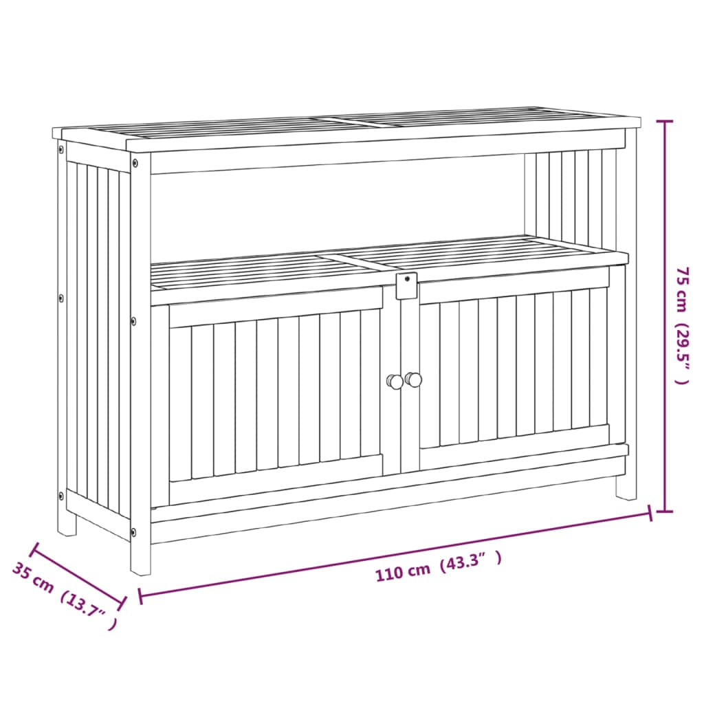 Tavolo Consolle da Giardino 110x35x75 cm Legno Massello Acacia 319697