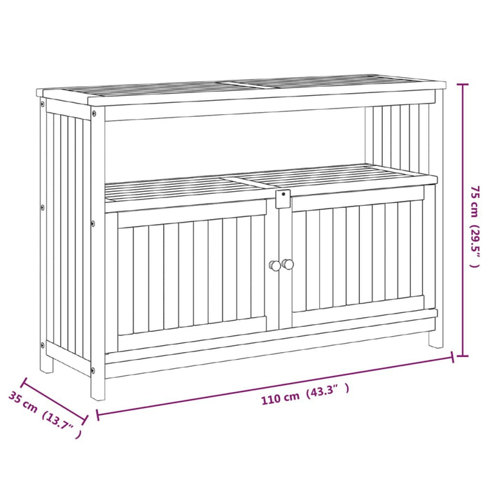 Tavolo Consolle da Giardino 110x35x75 cm Legno Massello Acacia 319697