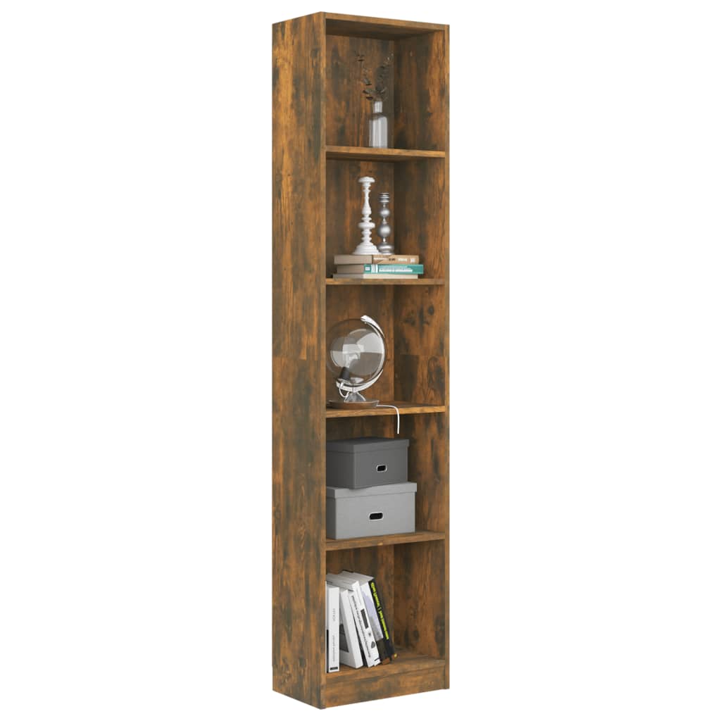 Libreria a 5 Ripiani Rovere Fumo 40x24x175 cm Legno Multistrato 816068