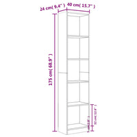 Libreria a 5 Ripiani Rovere Fumo 40x24x175 cm Legno Multistrato 816068