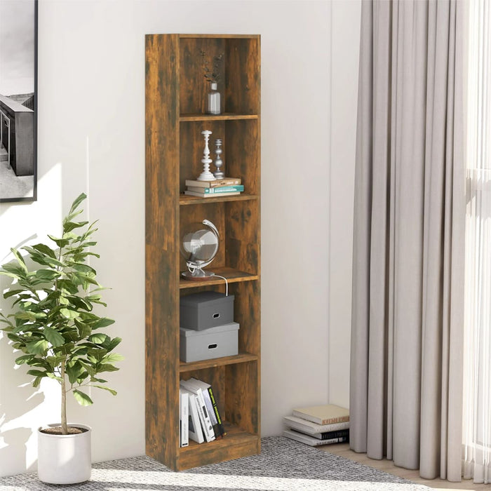 Libreria a 5 Ripiani Rovere Fumo 40x24x175 cm Legno Multistrato 816068