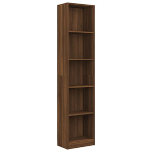 Libreria 5 Ripiani Rovere Marrone 40x24x175cm Legno Multistrato cod mxl 15068