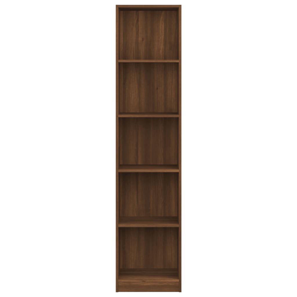 Libreria 5 Ripiani Rovere Marrone 40x24x175cm Legno Multistrato cod mxl 15068