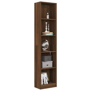 Libreria 5 Ripiani Rovere Marrone 40x24x175cm Legno Multistrato cod mxl 15068