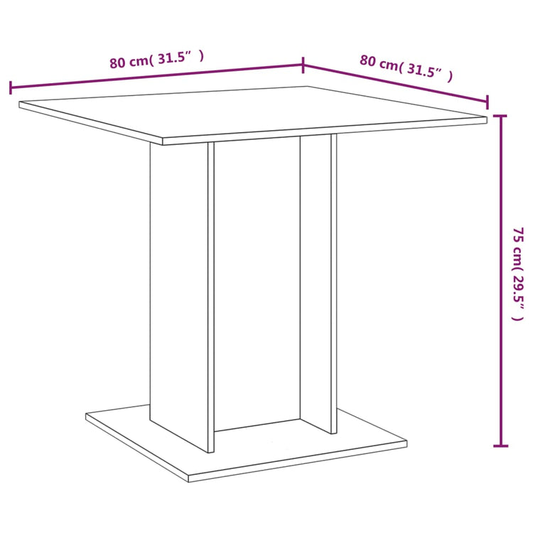 Tavolo da Pranzo rovere fumo 80x80x75 cm Legno Multistrato cod mxl 19090