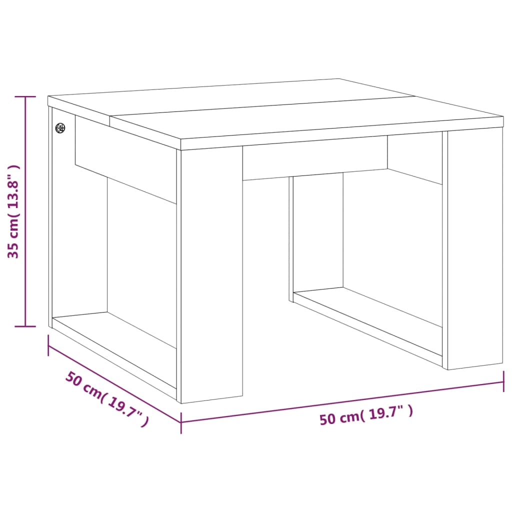 Tavolino Rovere Fumo 50x50x35 cm in Legno Multistrato 825825