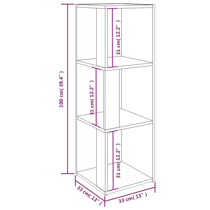 Scaffale Angolare Rovere Marrone 33x33x100 cm Legno Multistrato 825830