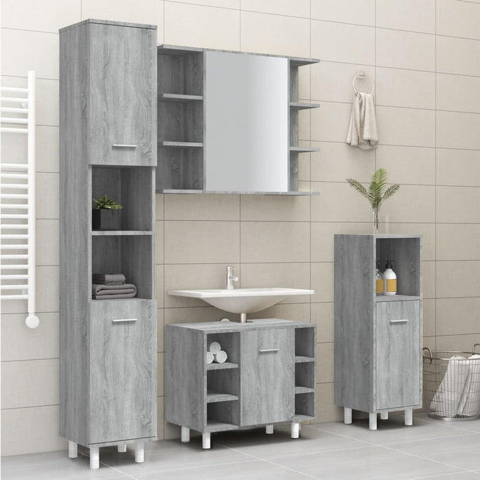 Armadietto Bagno Grigio Sonoma 30x30x179cm in Legno Multistrato cod mxl 23634