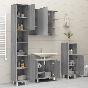 Armadietto Bagno Grigio Sonoma 30x30x179cm in Legno Multistrato cod mxl 23634