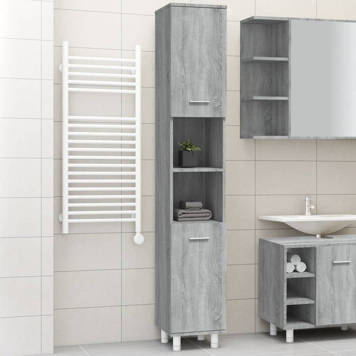 Armadietto Bagno Grigio Sonoma 30x30x179cm in Legno Multistrato cod mxl 23634