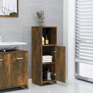 Armadietto Bagno Rovere Fumo 30x30x95 cm in Legno Multistrato 825837