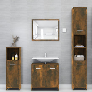 Armadietto Bagno Rovere Fumo 30x30x95 cm in Legno Multistrato 825837