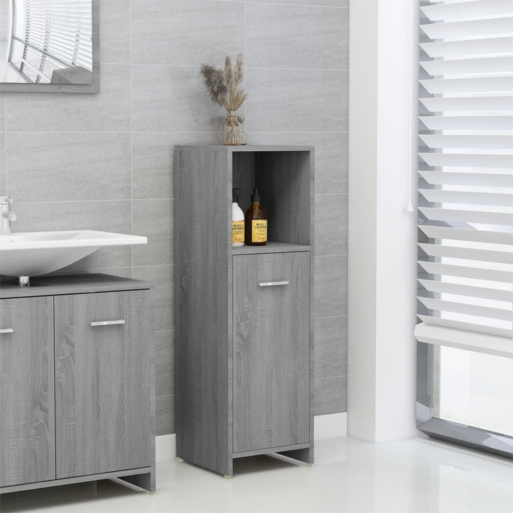 Armadietto Bagno Grigio Sonoma 30x30x95 cm in Legno Multistrato cod mxl 16359