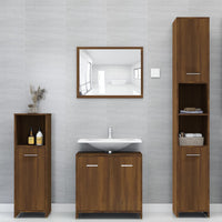 Armadietto Bagno Rovere Marrone 30x30x95cm in Legno Multistrato cod mxl 18659