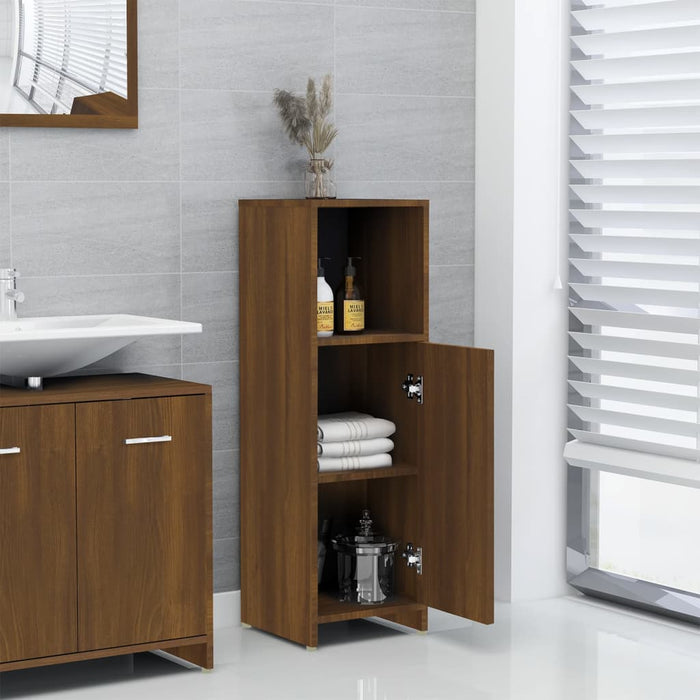 Armadietto Bagno Rovere Marrone 30x30x95cm in Legno Multistrato cod mxl 18659