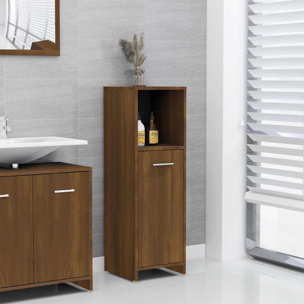 Armadietto Bagno Rovere Marrone 30x30x95cm in Legno Multistrato cod mxl 18659