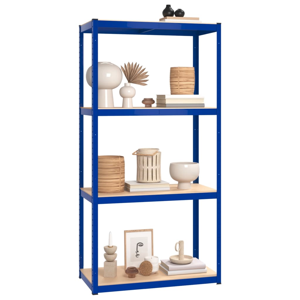 Scaffali a 4 Ripiani 4 pz Blu in Acciaio e Legno Multistrato cod mxl 40122