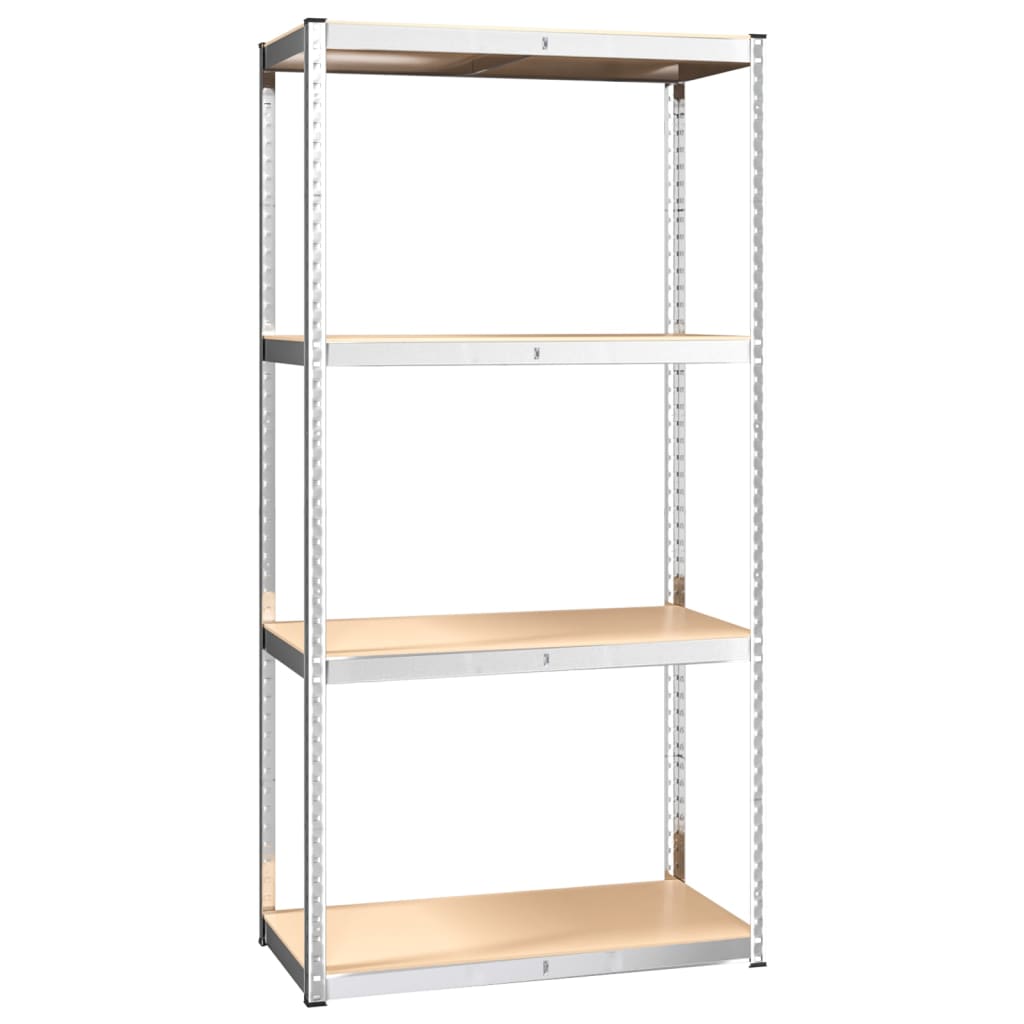 Scaffali a 4 Ripiani 3 pz Argento Acciaio e Legno Multistrato cod mxl 52224