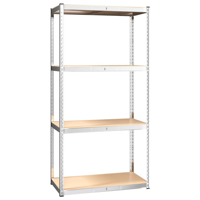 Scaffali a 4 Ripiani 3 pz Argento Acciaio e Legno Multistrato cod mxl 52224