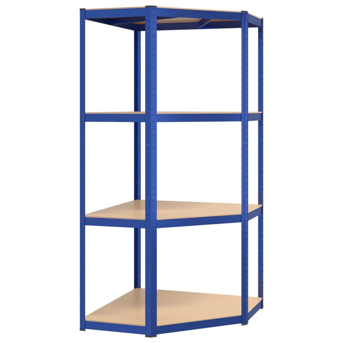 Scaffali a 4 Ripiani 5 pz Blu in Acciaio e Legno Multistrato