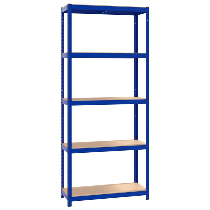 Mensole a 5 Ripiani 2pz Blu in Acciaio e Legno Multistrato 3154157