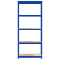 Mensole a 5 Ripiani 2pz Blu in Acciaio e Legno Multistrato 3154157