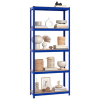 Scaffali a 5 Ripiani 4 pz Blu in Acciaio e Legno Multistrato cod mxl 51661