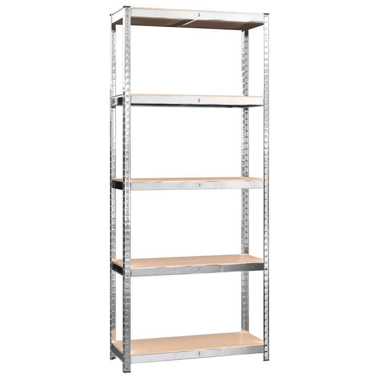 Scaffali 5 Ripiani 4 pz Argento in Acciaio e Legno Multistrato cod mxl 50913