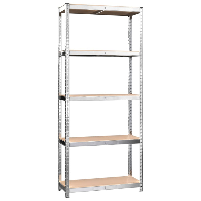 Scaffali 5 Ripiani 5 pz Argento in Acciaio e Legno Multistrato cod mxl 49850