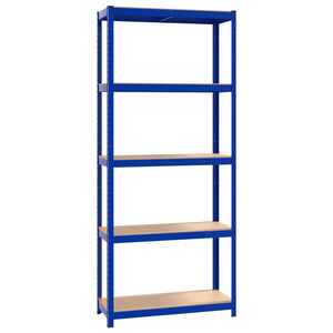 Mensole a 5 Ripiani 2pz Blu in Acciaio e Legno Multistrato 3154165