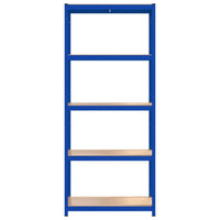 Mensole a 5 Ripiani 2pz Blu in Acciaio e Legno Multistrato 3154165