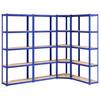 Scaffali a 5 Ripiani 4 pz Blu in Acciaio e Legno Multistrato cod mxl 49005