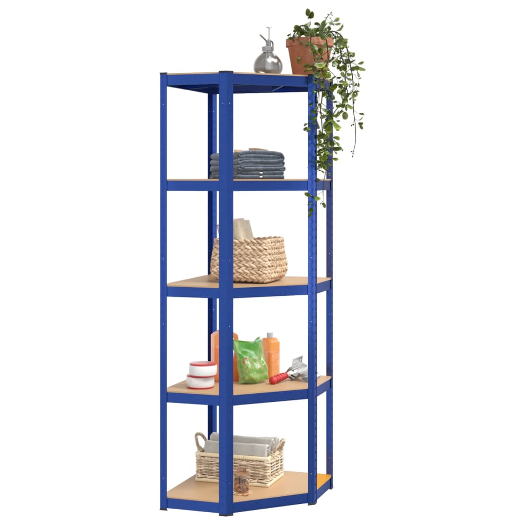 Scaffali a 5 Ripiani 4 pz Blu in Acciaio e Legno Multistrato cod mxl 49005