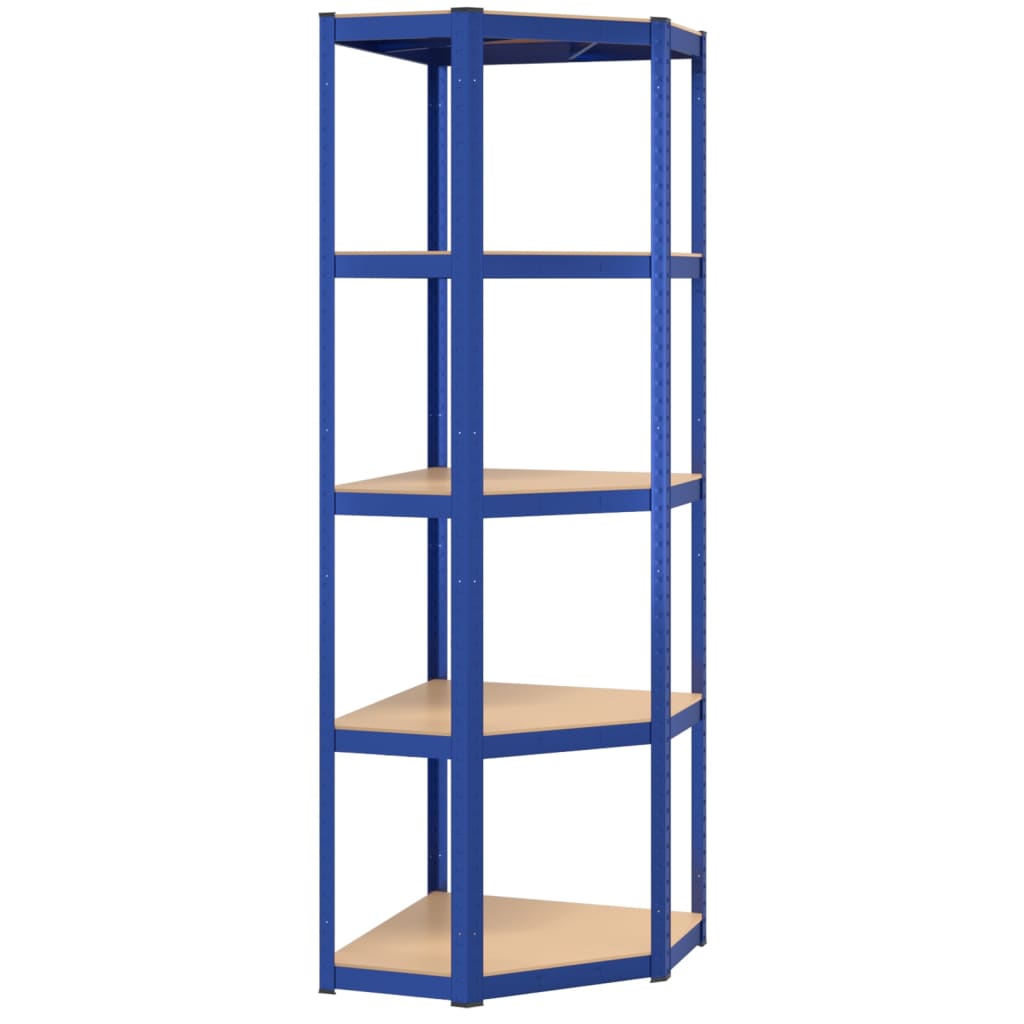 Scaffali a 5 Ripiani 4 pz Blu in Acciaio e Legno Multistrato cod mxl 49005