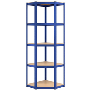 Scaffali a 5 Ripiani 4 pz Blu in Acciaio e Legno Multistrato cod mxl 49005