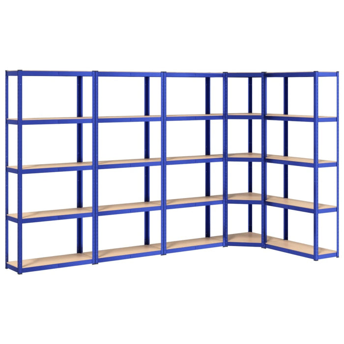 Scaffali a 5 Ripiani 5 pz Blu in Acciaio e Legno Multistrato 3154168