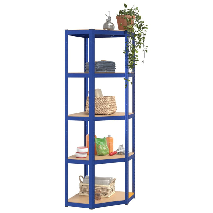 Scaffali a 5 Ripiani 5 pz Blu in Acciaio e Legno Multistrato 3154168