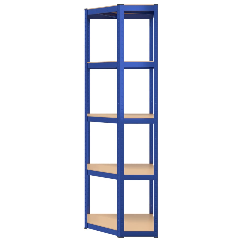 Scaffali a 5 Ripiani 5 pz Blu in Acciaio e Legno Multistrato 3154168