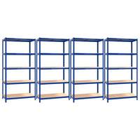 Scaffali a 5 Ripiani 4 pz Blu in Acciaio e Legno Multistrato cod mxl 38549