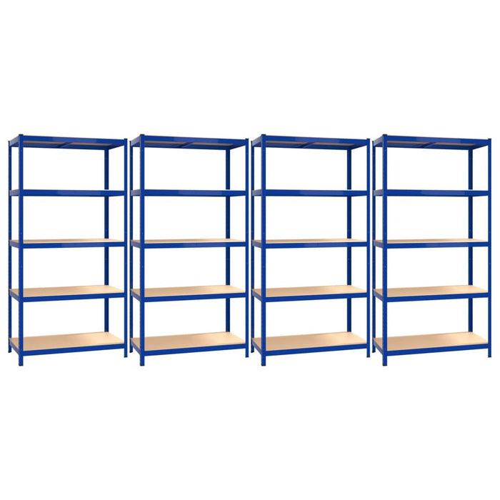 Scaffali a 5 Ripiani 4 pz Blu in Acciaio e Legno Multistrato cod mxl 38549