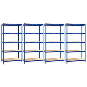 Scaffali a 5 Ripiani 4 pz Blu in Acciaio e Legno Multistrato 3154176