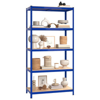 Scaffali a 5 Ripiani 4 pz Blu in Acciaio e Legno Multistrato cod mxl 38549