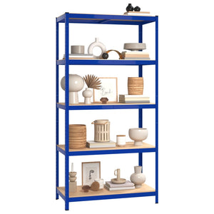 Scaffali a 5 Ripiani 4 pz Blu in Acciaio e Legno Multistrato cod mxl 38549