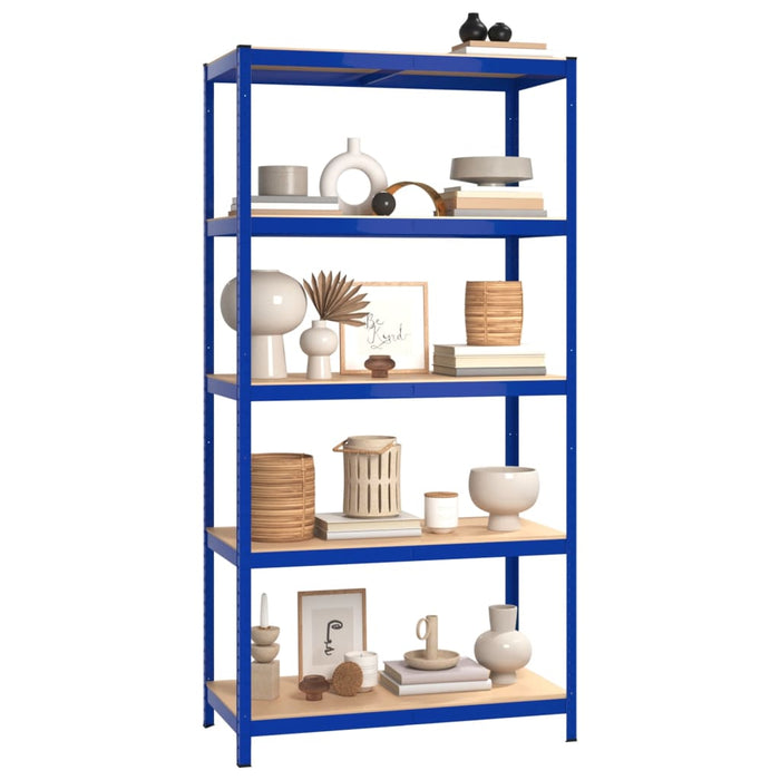 Scaffali a 5 Ripiani 4 pz Blu in Acciaio e Legno Multistrato cod mxl 38549