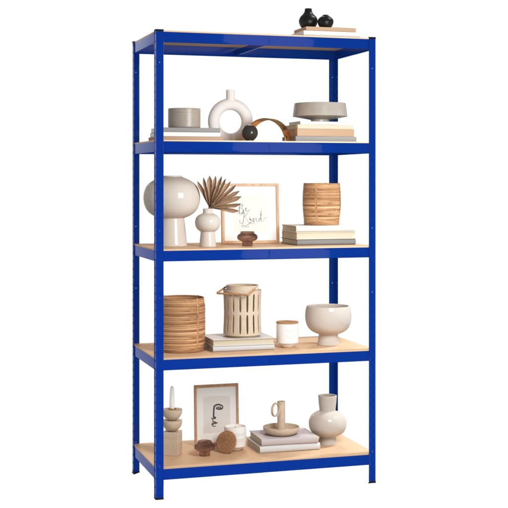 Scaffali a 5 Ripiani 4 pz Blu in Acciaio e Legno Multistrato 3154176