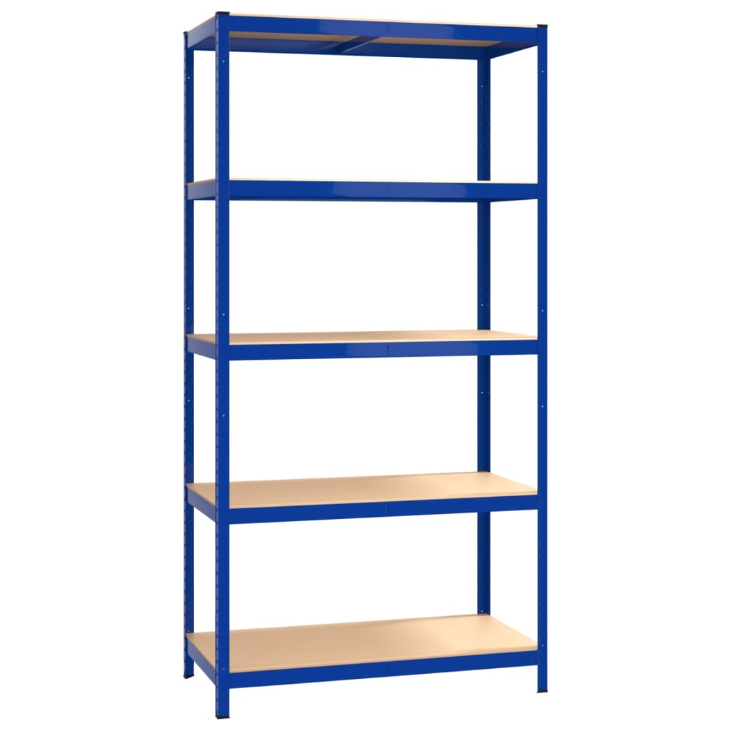 Scaffali a 5 Ripiani 4 pz Blu in Acciaio e Legno Multistrato cod mxl 38549