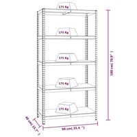 Scaffali 5 Ripiani 4pz Antracite in Acciaio e Legno Multistrato cod mxl 54237